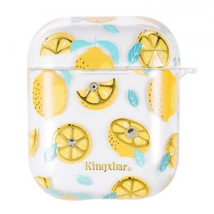 Kingxbar Fresh áttetsző AirPods tartó citrom mintával