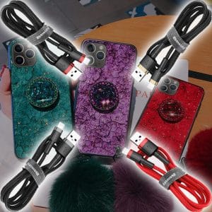 Akciós csomag! Baseus adatkábel + iPhone tok puha bojttal