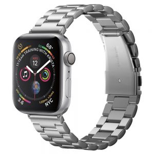 Spigen Modern Fit Band Apple Watch 42/44/45mm fém szíj AJÁNDÉK szíjszétszedő szerszámmal (ezüst)