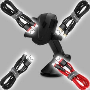 Akciós csomag autósoknak: tapadókorongos Spigen tartó + Baseus töltőkábel