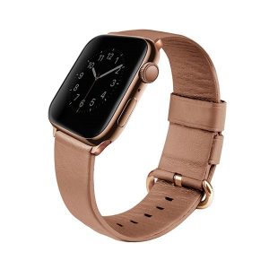 Uniq Mondain Apple Watch 38/40/41mm bőr óraszíj (világos barna)