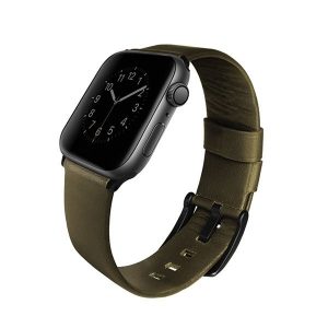 Uniq Mondain Apple Watch 42/44/45mm bőr óraszíj (olíva)