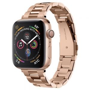 Spigen Modern Fit Band Apple Watch 38/40/41mm fém szíj AJÁNDÉK szíjszétszedő szerszámmal (rose gold)