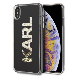 Karl Lagerfeld Glitter Karl Logo iPhone Xs Max telefontok (fekete)