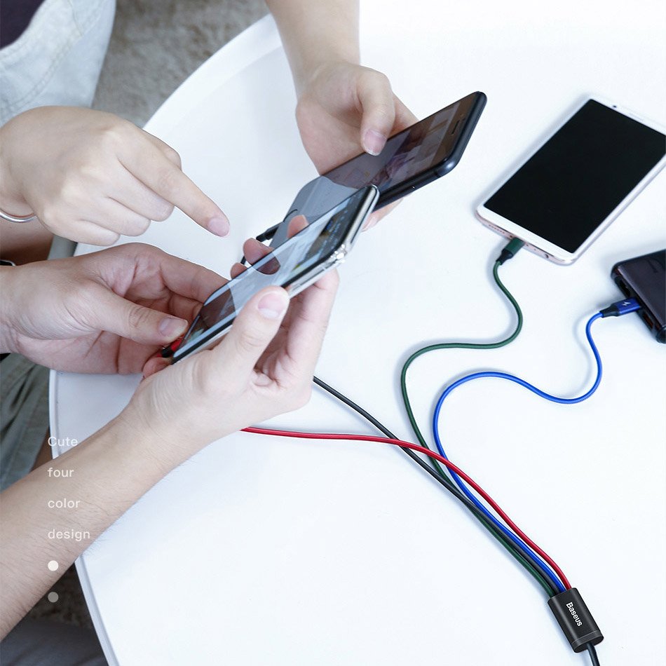 Baseus CA1T4-A01 2x Lightning / USB Type-C / micro USB fonott kábel 3.5A 1.2m (fekete) - Image 13