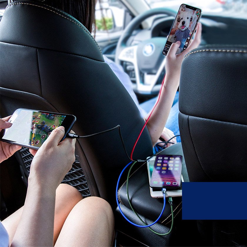 Baseus CA1T4-A01 2x Lightning / USB Type-C / micro USB fonott kábel 3.5A 1.2m (fekete) - Image 12