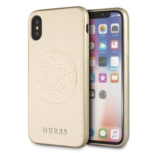 Guess Saffiano 4G Circle Logo iPhone X/Xs telefontok (arany)