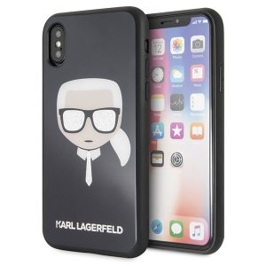 Karl Lagerfeld Ikonik Glitter Karl’s Head iPhone X/Xs telefontok (fekete)