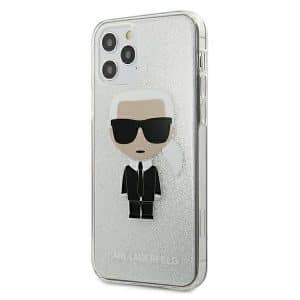 Karl Lagerfeld iPhone 12 Pro Max Glitter Ikonik Karl telefontok (ezüst)