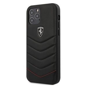 Ferrari Off Track Quilted iPhone 12 / iPhone 12 Pro bőr telefontok (fekete)