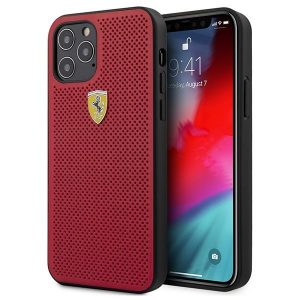 Ferrari On Track Perforated iPhone 12 / iPhone 12 Pro telefontok (piros)