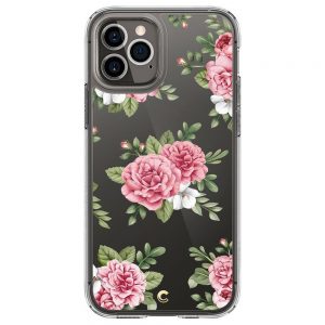 Spigen Cyrill Cecile iPhone 12 / iPhone 12 Pro telefontok Pink Floral (átlátszó)