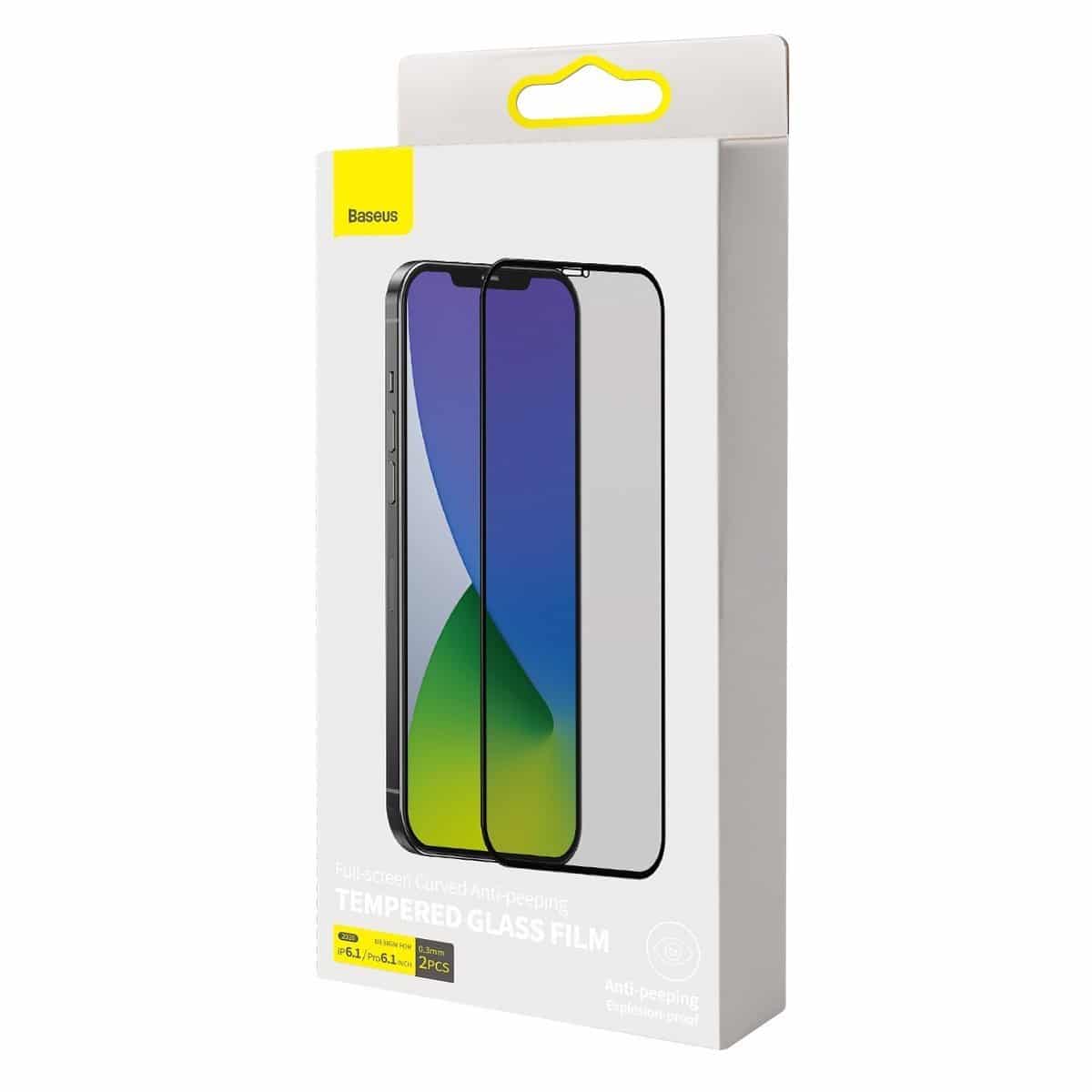 Baseus 0.3mm betekintés gátló és képernyővédő üvegfólia (2db) iPhone 12 mini/12/12 Pro/12 Pro Max - Image 5