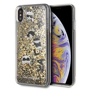 Karl Lagerfeld Glitter Floating Charms iPhone Xs Max telefontok (arany)