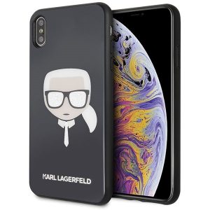 Karl Lagerfeld Ikonik Glitter Karl’s Head iPhone Xs Max telefontok (fekete)