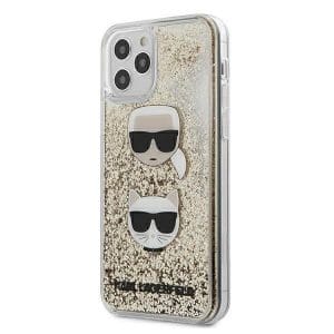 Karl Lagerfeld iPhone 12 Pro Max Liquid Glitter Karl & Choupette telefontok (arany)
