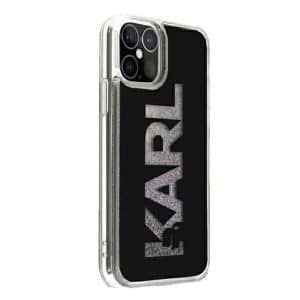 Karl Lagerfeld iPhone 12 Pro Max Glitter Logo telefontok (fekete)