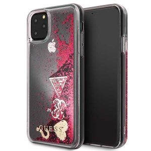 Guess Glitter Hearts iPhone 11 Pro Max telefontok (málna)