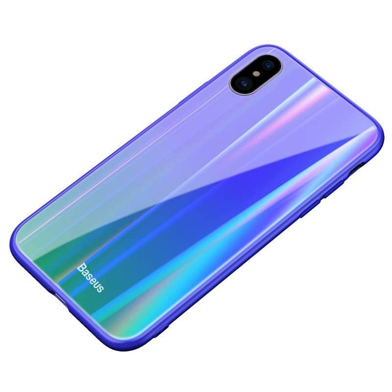 iTok webáruház - Baseus Baseus Luster Case iPhone X/Xs telefontok (kék-zöld) 5 Baseus Luster Case iPhone X/Xs telefontok (kék-zöld) - Image 5