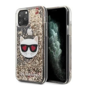 Karl Lagerfeld iPhone 11 Pro Max Liquid Glitter Choupette telefontok (arany)