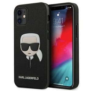 Karl Lagerfeld Saffiano Head iPhone 12/12 Pro tok KLHCP12MSAKHBK (fekete)