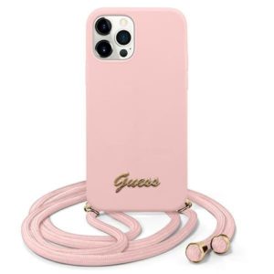 Guess Metal Logo Cord nyakba akasztható GUHCP12LLSCLMGLP iPhone 12 Pro Max (rózsaszín)