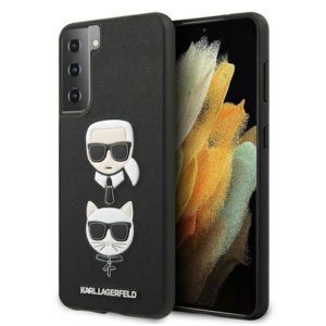 Karl Lagerfeld Saffiano Ikonik Karl & Choupette Head Samsung S21+ G996 telefontok (fekete)