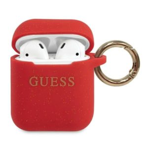 Guess Silicone Glitter AirPods tok GUACCSILGLRE (piros)