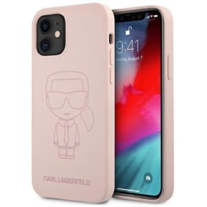 Karl Lagerfeld Silicone Ikonik Outline iPhone 12 mini tok (rózsaszín)
