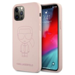 Karl Lagerfeld Silicone Ikonik Outline iPhone 12/12 Pro tok (rózsaszín)