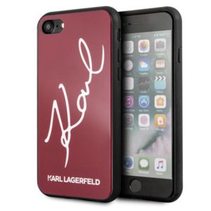 Karl Lagerfeld Glitter Signature iPhone 7/8/SE 2020 telefontok (piros)
