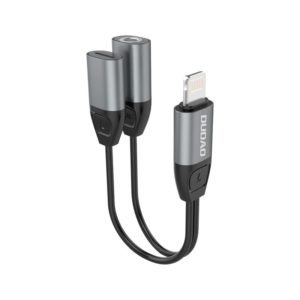 Dudao L17i adapter átalakító kábel Lightning – Lightning + 3,5 mm mini jack (fülhallgató + töltő) (szürke)