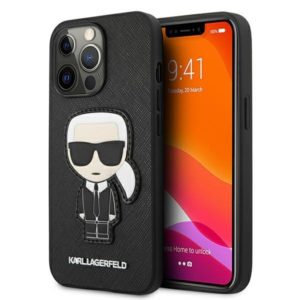 Karl Lagerfeld Saffiano Ikonik Karl’s Patch iPhone 13 Pro Max tok (fekete)