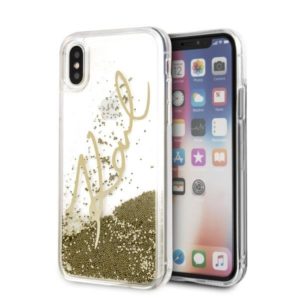 Karl Lagerfeld Signature Liquid Glitter iPhone X/Xs telefontok (arany)