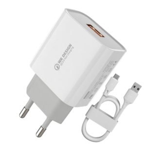 WK Design Quick Charge 3.0 fali töltő adapter USB 2.4 A + USB Lightning kábel (fehér)