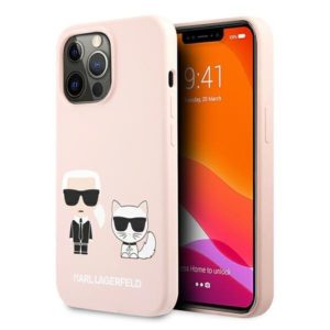 Karl Lagerfeld Silicone Karl & Choupette szilikon iPhone 13 Pro Max tok (rózsaszín)