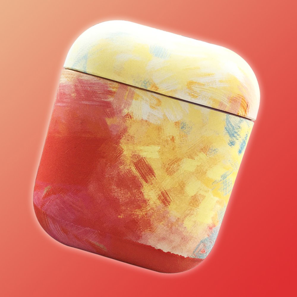 Watercolor akvarell AirPods 1-2 kemény tok (sárga) - Image 2