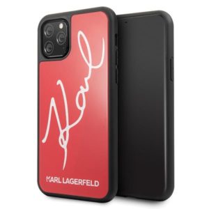 Karl Lagerfeld Glitter Signature iPhone 11 Pro telefontok (piros)