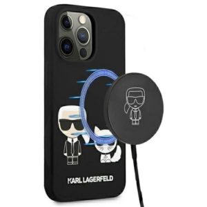 Karl Lagerfeld Silicone Karl & Choupette MagSafe iPhone 13 Pro tok (fekete)