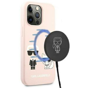 Karl Lagerfeld Silicone Karl & Choupette MagSafe iPhone 13 Pro tok (rózsaszín)