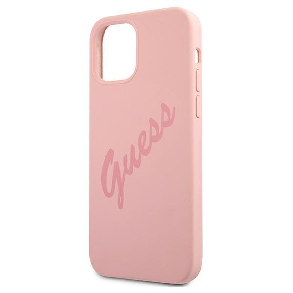 Guess Silicone Vintage Script Collection iPhone 12/12 Pro telefontok (rózsaszín) - Image 5