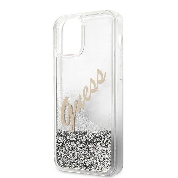Guess Glitter Vintage Script iPhone 12/12 Pro telefontok (ezüst) - Image 5