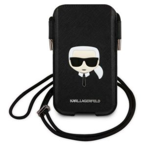 Karl Lagerfeld Saffiano Ikonik Karl’s Head univerzális telefontáska 6.7″ (fekete)
