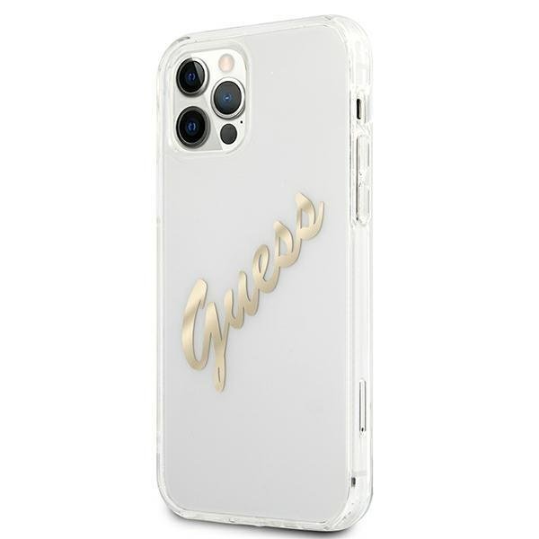Guess Transparent Vintage Script iPhone 12/12 Pro telefontok (arany) - Image 2