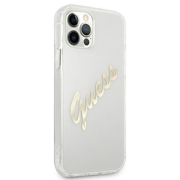 Guess Transparent Vintage Script iPhone 12/12 Pro telefontok (arany) - Image 4