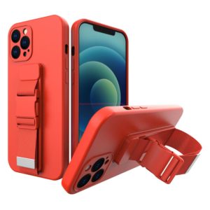 Rope Case Silicone Lanyard kitámasztható tok állítható pánttal Samsung Galaxy A22 5G (piros)