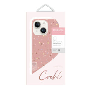 Uniq Coehl Terrazzo iPhone 14 tok (korall rózsaszín)