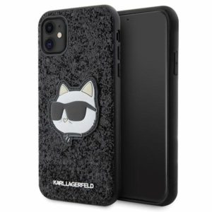 Karl Lagerfeld Glitter Choupette Patch iPhone 11/Xr telefontok (fekete)