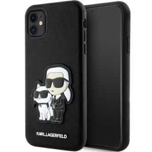 Karl Lagerfeld Saffiano Karl & Choupette iPhone 11/Xr telefontok (fekete)