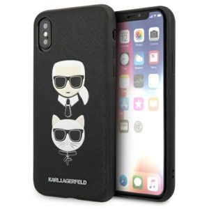 Karl Lagerfeld Saffiano Karl & Choupette Head iPhone X/Xs tok (fekete)